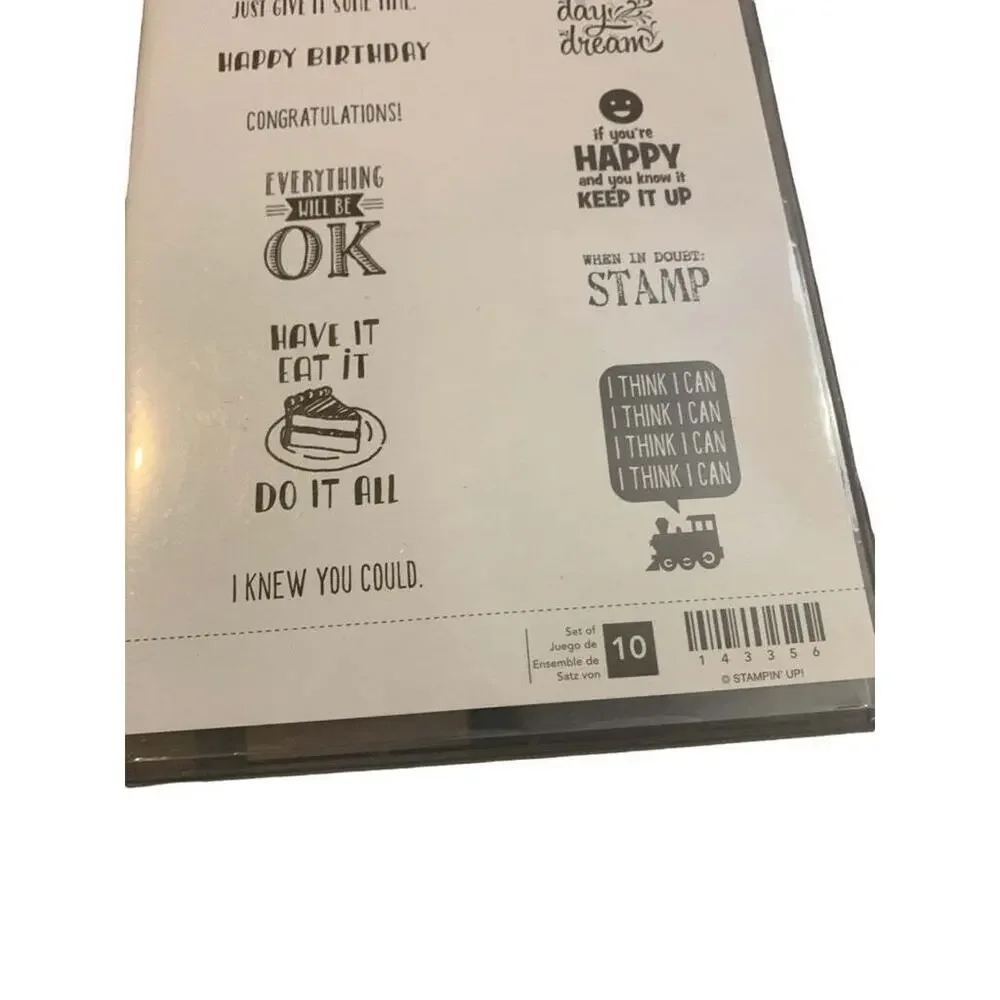 Stampin' Up! Designer Tee Wood Mount Stamp Birthday Cake Motivation 143356